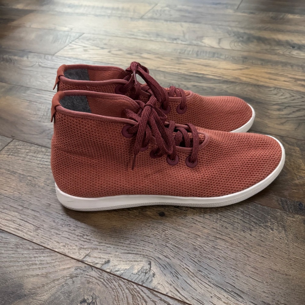 Allbirds Tree Toppers Mens 13 Rust Terracotta High Top Sneakers Knit Gorpcore